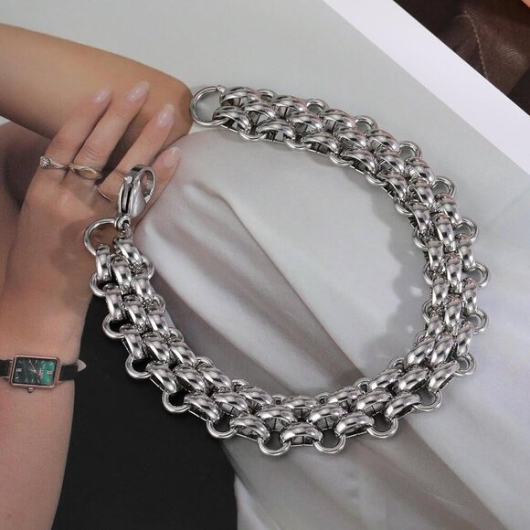 Silver Italian Designer Inspired Rope Statement Chunky Bracelets for Women - Picture 4 of 5